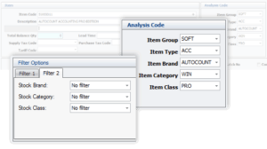 Advanced Inventory Filtering and Analysis in AutoCount Software: Organize, track, and analyze inventory with precision and efficiency